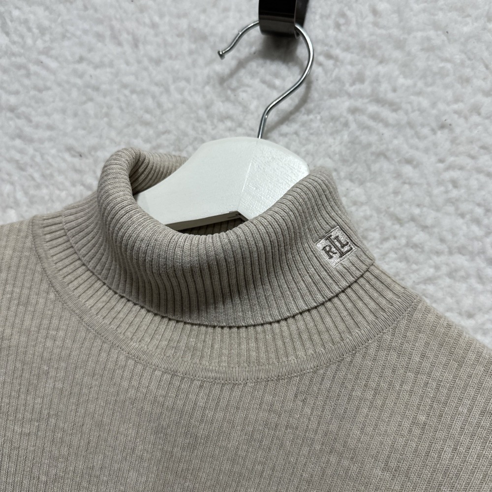 Ralph Lauren LRL Beige Turtle Neck Sweater Ribbed Women's Size M Long Sleeve - Picture 4 of 9
